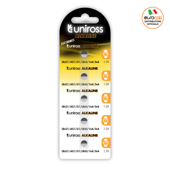 Batterie LR621/AG1/G1/LR60/164/364 1.5V a Bottone Uniross Batterie LR621/AG1/G1/LR60/164/364 1.5V a Bottone Uniross