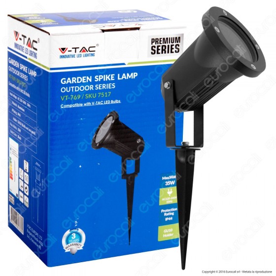 V-Tac VT-769 Portalampada con Picchetto per Lampadine GU10 - SKU 7517 V-Tac VT-769 Portalampada con Picchetto per Lampadine GU10 - SKU 7517