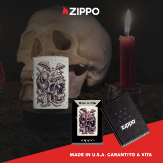 Accendino Zippo mod. 49786 Skullshroom Design Ricaricabile Antivento