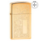 Zippo Accendino Slim a Benzina Ricaricabile ed Antivento con Fantasia Brass Venetian - mod. 1652B