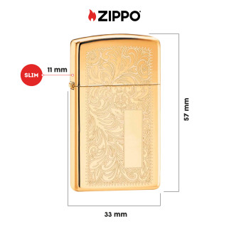 Accendino Zippo Slim mod. 1652B Brass Venetian Antivento