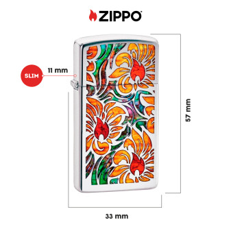 Accendino Zippo Slim mod. 29702 Fusion Floral Ricaricabile Antivento