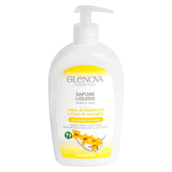 Glenova Cosmetics Sapone Liquido Mani e Viso Latte di Mandorla e Glenova Cosmetics Sapone Liquido Mani e Viso Latte di Mandorla e
