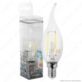 SkyLighting Lampadina LED E14 2W Candela Fiamma a Filamento