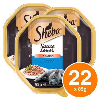 Sheba Sauce Lover Cibo per Gatti con Tonno in Salsa - 22 Vaschette da 85g