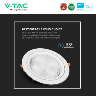 VT-2-10 Faretto LED 10W da Incasso Chip Samsung V-Tac Pro