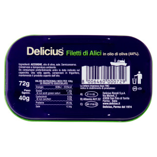 Delicius Filetti di Alici in Olio di Oliva 100% Naturale -