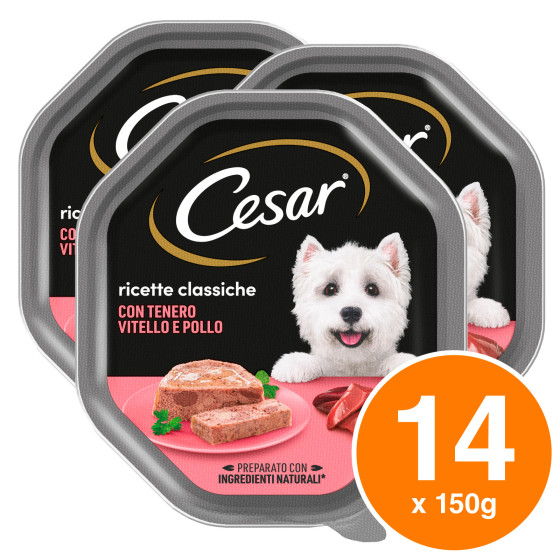 Cibo per Cani con Vitello e Pollo Cesar Ricette Classiche 14 Cibo per Cani con Vitello e Pollo Cesar Ricette Classiche 14