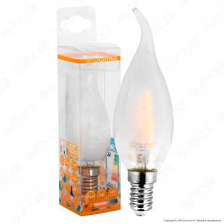 SkyLighting Lampadina LED E14 2W Candela Fiamma Frost Filamento