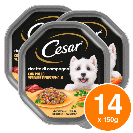 Cibo per Cani con Pollo e Verdure Cesar Ricette di Campagna Cibo per Cani con Pollo e Verdure Cesar Ricette di Campagna