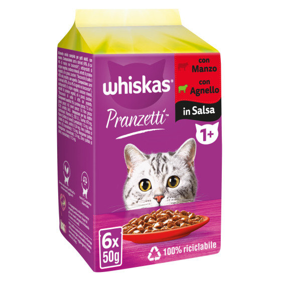 Whiskas Cibo per Gatti Pranzetti in Salsa Carni Miste Whiskas Cibo per Gatti Pranzetti in Salsa Carni Miste