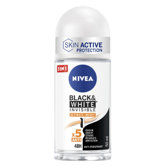 Nivea Black & White Invisible Deodorante Roll-On 48H Skin Active Protection...