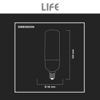 Lampadina LED E14 12W Tubolare T45 Colore Bianco Life