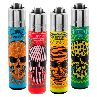 Clipper Wild Skulls 1 Ricaricabili 4 Accendini a Pietrina
