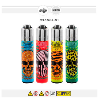 Clipper Wild Skulls 1 Ricaricabili 4 Accendini a Pietrina