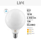 Immagine 5 - Life Lampadina LED E27 18W Bulb G125 Globo Milky Filament in Vetro - mod. 39.920387CM27 / 39.920387CM30 / 39.920387NM40