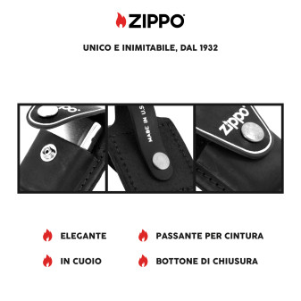 Custodia Zippo in Vera Pelle per Accendini mod. LPLBK Nera