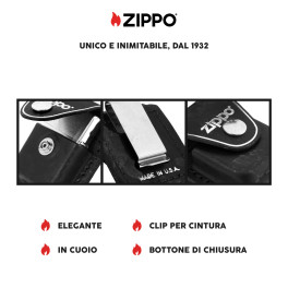 Custodia Zippo in Vera Pelle per Accendini mod. LPCBK Nera