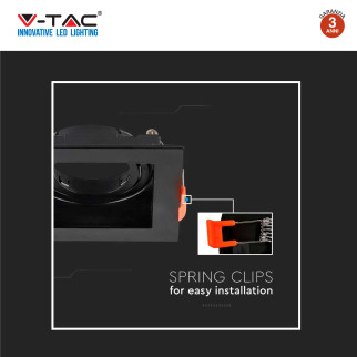 VT-933 Portafaretto Quadrato Nero per GU10 GU5.3 V-Tac