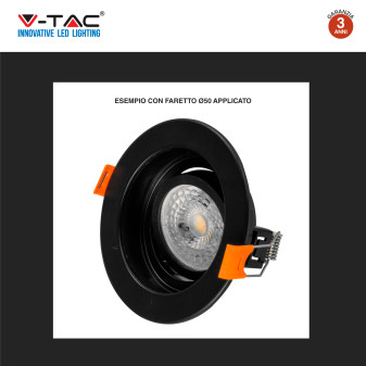 VT-934 Portafaretto Rotondo Nero per GU10 GU5.3 V-Tac