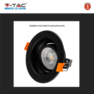 VT-934 Portafaretto Rotondo Nero per GU10 GU5.3 V-Tac