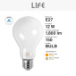 Immagine 4 - Life Lampadina LED E27 12W Bulb A70 Goccia Filament in Vetro Milky - mod. 39.920357CM27 / 39.920357NM40