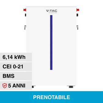 V-Tac Batteria BMS LiFePO4 51.2V 6.14kWh IP65 per Inverter Impianto...