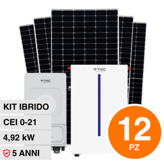 V-Tac Kit 4.92kW 12 Pannelli Solari Fotovoltaici 410W IP68 + Inverter...