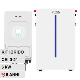 V-Tac Kit Inverter 6kW Monofase IP65 CEI 0-21 + Batteria LiFePO4 51.2V...