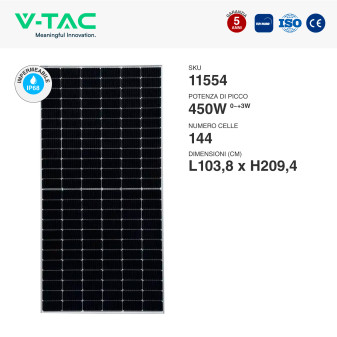 Set 14 Pannelli Solari 450W + Inverter 6kW + Accessori V-Tac