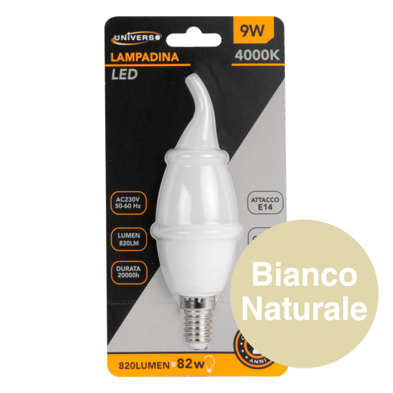 Lampadina LED E14 9W Candle C37 Candela Fiamma SMD Universo Lampadina LED E14 9W Candle C37 Candela Fiamma SMD Universo