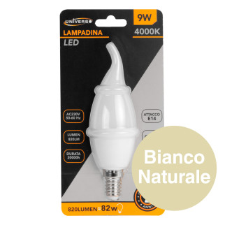 Lampadina LED E14 9W Candle C37 Candela Fiamma SMD Universo
