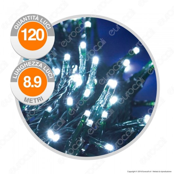 Catena 120 Luci LED Reflex Bianco Freddo con Controller Memory - per Catena 120 Luci LED Reflex Bianco Freddo con Controller Memory - per