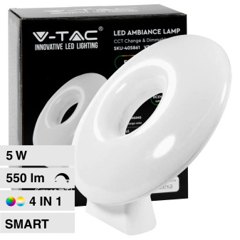 V-Tac Smart VT-5155 Lampada LED da Tavolo 5W Wi-Fi RGB+W Changing Color CCT...