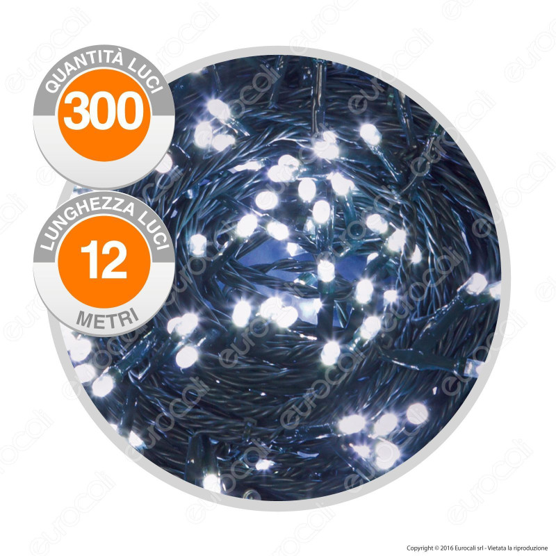 Catena 300 Luci LED Reflex Bianco Freddo a Batterie con Controller