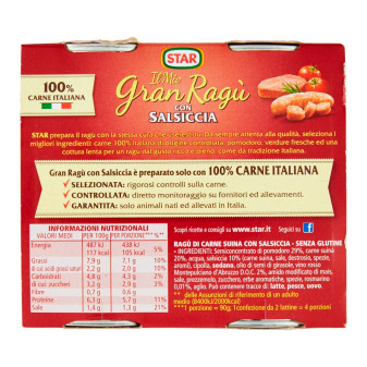 Il Mio Gran Ragù Star con Salsiccia Sugo Pronto 2x100g