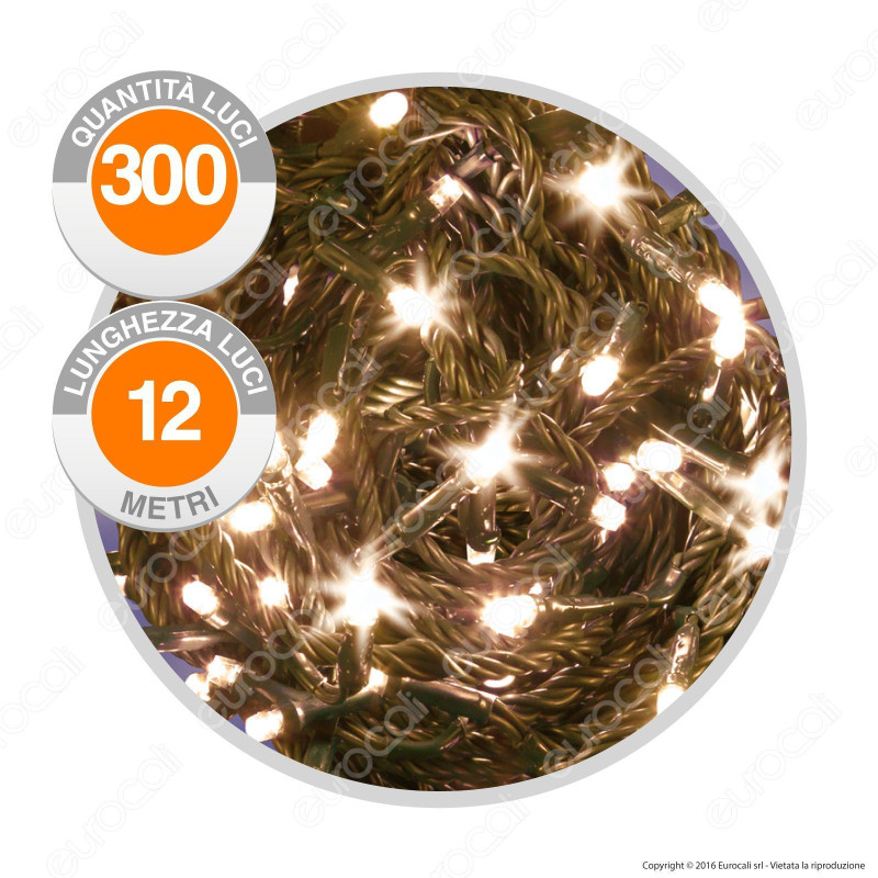 Catena 300 Luci LED Reflex Bianco Caldo a Batterie con Controller