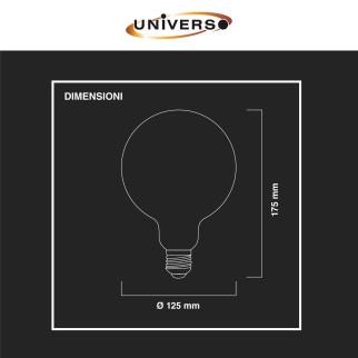 Lampadina LED E27 8W Globo G125 Filament Ambrata Universo
