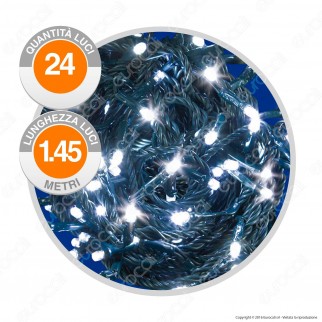 Catena 24 Luci LED Reflex Bianco Freddo a Batterie con Controller