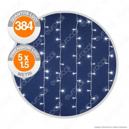 Tenda Luminosa 384 Luci LED Reflex Bianco Freddo con Controller