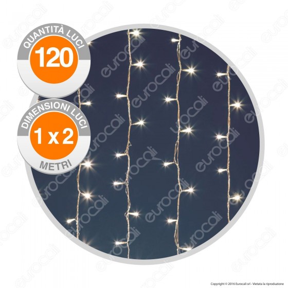 Tenda Luminosa PLB 120 Luci LED Reflex Bianco Caldo Prolungabile - Tenda Luminosa PLB 120 Luci LED Reflex Bianco Caldo Prolungabile -