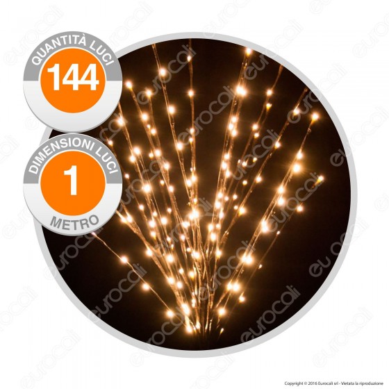 Ramo Marrone con 144 Luci LED Reflex Bianco Caldo IP44 - per Interno e Esterno