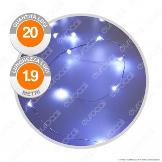 Catena Anima in Metallo con 20 Microluci LED Bianco Freddo a Batterie