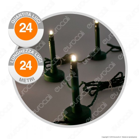 Catena 24 Bastoncini Luminosi LED da Giardino Bianco Caldo - per Catena 24 Bastoncini Luminosi LED da Giardino Bianco Caldo - per