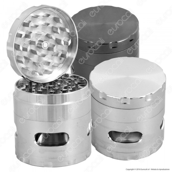 Grinder Tritatabacco 4 Parti in Metallo - con Finestre Ispezione Grinder Tritatabacco 4 Parti in Metallo - con Finestre Ispezione