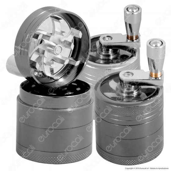 Grinder Mini Tritatabacco 4 Parti in Metallo - con Manovella Grinder Mini Tritatabacco 4 Parti in Metallo - con Manovella
