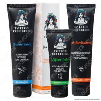Tattoo Defender Kit Completo per la Cura del Tatuaggio - 3 Tubetti