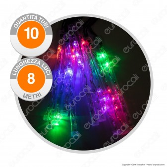 Catena 10 Tubi Luminosi LED Multicolor - per Interno e Esterno