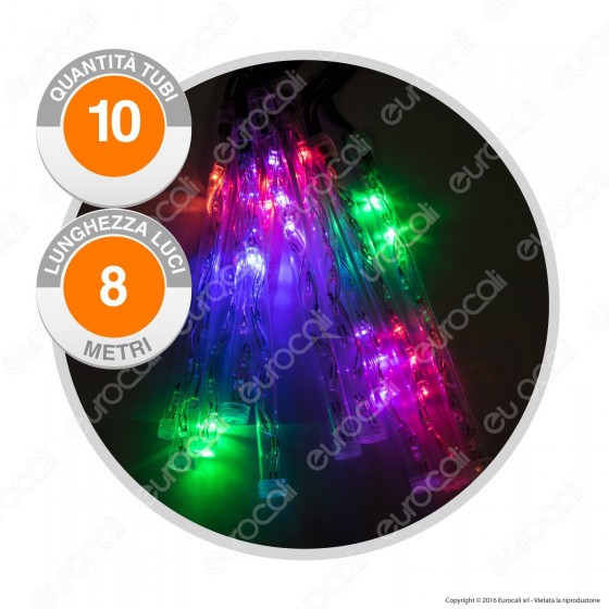 Catena 10 Tubi Luminosi LED Multicolor - per Interno e Esterno Catena 10 Tubi Luminosi LED Multicolor - per Interno e Esterno