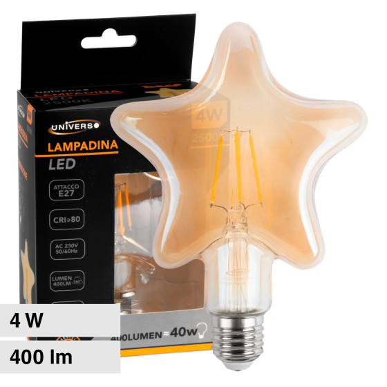 Lampadina LED E27 4W Stella Filament Ambrata Universo Lampadina LED E27 4W Stella Filament Ambrata Universo